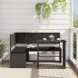 Preview: ARDEBO.de - Gartensofa in L-Form mit Tisch und Kissen Schwarz Poly Rattan