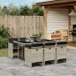 Preview: ARDEBO.de - 7-tlg. Garten-Essgruppe mit Kissen Hellgrau Poly Rattan