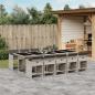 Preview: ARDEBO.de - 11-tlg. Garten-Essgruppe mit Kissen Hellgrau Poly Rattan