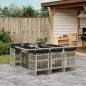 Preview: ARDEBO.de - 7-tlg. Garten-Essgruppe mit Kissen Hellgrau Poly Rattan