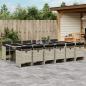 Preview: ARDEBO.de - 13-tlg. Garten-Essgruppe mit Kissen Hellgrau Poly Rattan