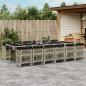 Preview: ARDEBO.de - 13-tlg. Garten-Essgruppe mit Kissen Hellgrau Poly Rattan