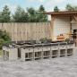 Preview: ARDEBO.de - 17-tlg. Garten-Essgruppe mit Kissen Hellgrau Poly Rattan