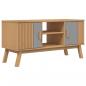 Preview: ARDEBO.de - TV-Schrank OLDEN Grau und Braun 114x43x57 cm Massivholz Kiefer