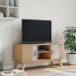 Preview: TV-Schrank OLDEN Grau und Braun 114x43x57 cm Massivholz Kiefer