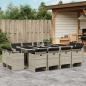 Preview: ARDEBO.de - 13-tlg. Garten-Essgruppe mit Kissen Hellgrau Poly Rattan