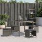 Preview: Gartenhocker mit Kissen 4 Stk. Grau 41x41x36 cm Poly Rattan