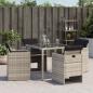 Preview: Gartenstühle mit Kissen 4 Stk. Hellgrau Poly Rattan