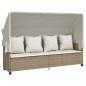 Preview: Sonnenliege mit Dach und Kissen Beige Poly Rattan