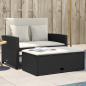 Preview: ARDEBO.de - Gartensofa mit Kissen 2-Sitzer Schwarz Poly Rattan