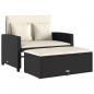 Preview: Gartensofa mit Kissen 2-Sitzer Schwarz Poly Rattan