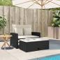 Preview: Gartensofa mit Kissen 2-Sitzer Schwarz Poly Rattan