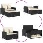 Preview: Gartensofa mit Kissen 2-Sitzer Schwarz Poly Rattan