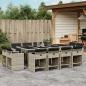 Preview: ARDEBO.de - 13-tlg. Garten-Essgruppe mit Kissen Hellgrau Poly Rattan