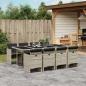 Preview: ARDEBO.de - 9-tlg. Garten-Essgruppe mit Kissen Hellgrau Poly Rattan