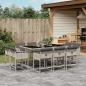 Preview: ARDEBO.de - 11-tlg. Garten-Essgruppe mit Kissen Hellgrau Poly Rattan