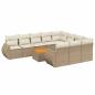 Preview: 11-tlg. Garten-Sofagarnitur mit Kissen Beige Poly Rattan