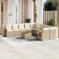 Preview: ARDEBO.de - 11-tlg. Garten-Sofagarnitur mit Kissen Beige Poly Rattan