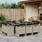 Preview: ARDEBO.de - 11-tlg. Garten-Essgruppe mit Kissen Hellgrau Poly Rattan