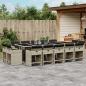 Preview: ARDEBO.de - 15-tlg. Garten-Essgruppe mit Kissen Hellgrau Poly Rattan