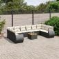 Preview: ARDEBO.de - 11-tlg. Garten-Sofagarnitur mit Kissen Schwarz Poly Rattan