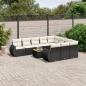 Preview: ARDEBO.de - 11-tlg. Garten-Sofagarnitur mit Kissen Schwarz Poly Rattan