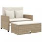 Preview: ARDEBO.de - Gartensofa mit Kissen 2-Sitzer Beige Poly Rattan