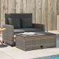 Preview: ARDEBO.de - Gartensofa mit Kissen 2-Sitzer Grau Poly Rattan & Akazienholz