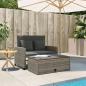 Preview: Gartensofa mit Kissen 2-Sitzer Grau Poly Rattan & Akazienholz