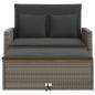 Preview: Gartensofa mit Kissen 2-Sitzer Grau Poly Rattan & Akazienholz