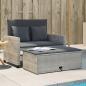 Preview: ARDEBO.de - Gartensofa mit Kissen 2-Sitzer Hellgrau Poly Rattan