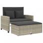 Preview: Gartensofa mit Kissen 2-Sitzer Hellgrau Poly Rattan