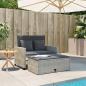 Preview: Gartensofa mit Kissen 2-Sitzer Hellgrau Poly Rattan