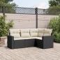 Preview: ARDEBO.de - 4-tlg. Garten-Sofagarnitur mit Kissen Schwarz Poly Rattan