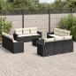 Preview: ARDEBO.de - 13-tlg. Garten-Sofagarnitur mit Kissen Schwarz Poly Rattan