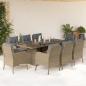 Preview: ARDEBO.de - 9-tlg. Garten-Essgruppe mit Kissen Beige Poly Rattan