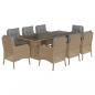 Preview: 9-tlg. Garten-Essgruppe mit Kissen Beige Poly Rattan