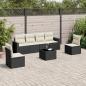 Preview: ARDEBO.de - 7-tlg. Garten-Sofagarnitur mit Kissen Schwarz Poly Rattan