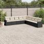 Preview: ARDEBO.de - 9-tlg. Garten-Sofagarnitur mit Kissen Schwarz Poly Rattan