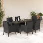 Preview: ARDEBO.de - 7-tlg. Garten-Essgruppe mit Kissen Schwarz Poly Rattan