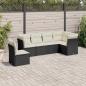 Preview: ARDEBO.de - 6-tlg. Garten-Sofagarnitur mit Kissen Schwarz Poly Rattan