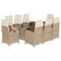 Preview: 9-tlg. Garten-Essgruppe mit Kissen Beige Poly Rattan