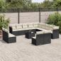 Preview: ARDEBO.de - 14-tlg. Garten-Sofagarnitur mit Kissen Schwarz Poly Rattan