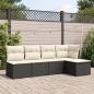 Preview: ARDEBO.de - 5-tlg. Garten-Sofagarnitur mit Kissen Schwarz Poly Rattan