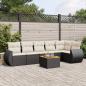 Preview: ARDEBO.de - 7-tlg. Garten-Sofagarnitur mit Kissen Schwarz Poly Rattan