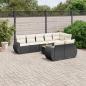 Preview: ARDEBO.de - 9-tlg. Garten-Sofagarnitur mit Kissen Schwarz Poly Rattan