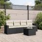 Preview: ARDEBO.de - 5-tlg. Garten-Sofagarnitur mit Kissen Schwarz Poly Rattan