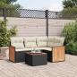 Preview: ARDEBO.de - 5-tlg. Garten-Sofagarnitur mit Kissen Schwarz Poly Rattan 