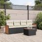 Preview: ARDEBO.de - 5-tlg. Garten-Sofagarnitur mit Kissen Schwarz Poly Rattan