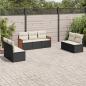 Preview: ARDEBO.de - 7-tlg. Garten-Sofagarnitur mit Kissen Schwarz Poly Rattan